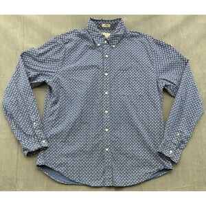 J Crew Shirt Mens Large Blue Secret Wash Stretch Organic Cotton Classic Print